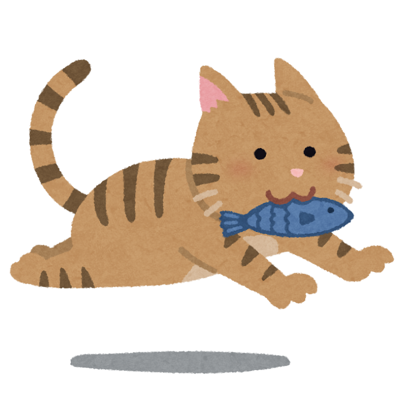 魚をくわえた猫